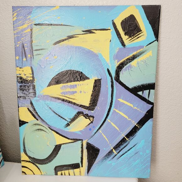 Original Painting Canvas Abstract art Design Floating Atmosphere Set of 3 Modern - Picture 7 of 15